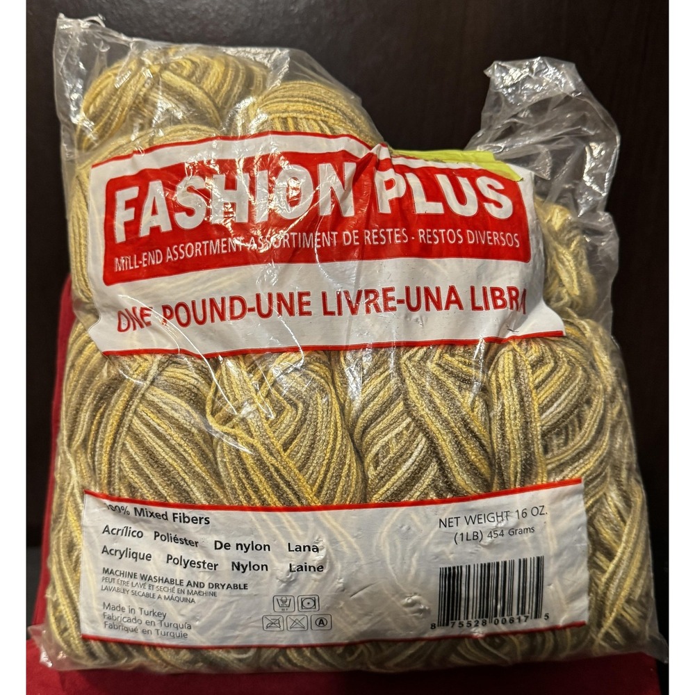 Fashion Plus Yarn 1LB Mixed Fibers Machine Washable Turkey Knit Crochet Weaving